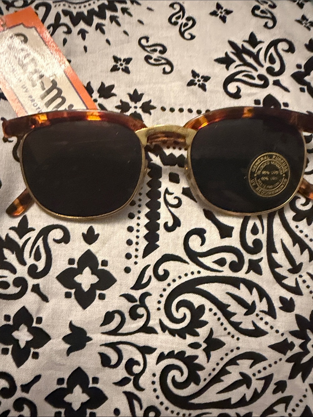 Tortoiseshell and Gold Men's Sunglasses - Black Lenses
